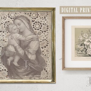 Madonna & Kind Digital Art Print | Mutter und Kind Krippe Christliche religiöse Kunst, Sofortiger Download Print on Demand