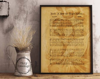 Hark The Herald Angels Calling Sheet Music - Christmas, Holiday, Religious DIY Decoration - Instant Digital Download