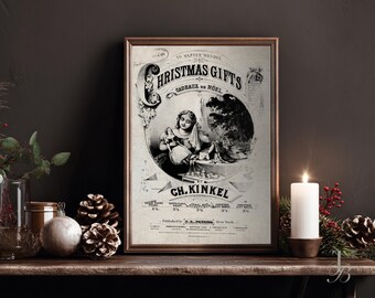 Vintage Christmas Antique Holiday Wall Decor | Victorian Christmas Ad | Digital Download
