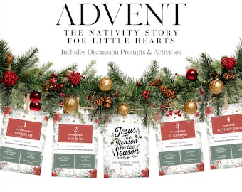 Advent Cards for Little Hearts| Christian Family Nativity Story Advent Set | Scripture & Affirmation Cards for Children Ages 3–10