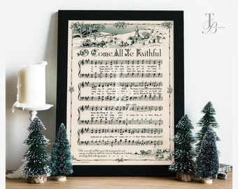 Print on Demand | O Come All Ye Faithful Christmas Holiday Religious Sheet Music DIY Art Print