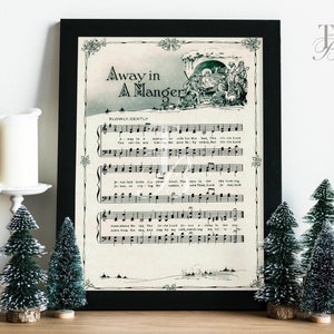 Away in a Manger Weihnachtslied Urlaub Noten - Print On Demand Art | Sofort Download