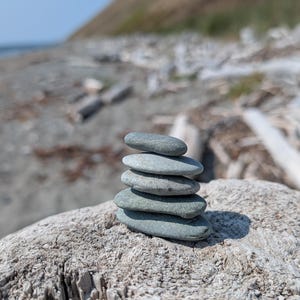 Stacking Stones, Green Beach Rocks, Oblong, Tiny Set of 5, Stone Cairn, Mini, Seashore, Mindfulness, Zen ST52