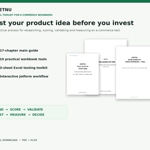 E-commerce Product Validation Kit | Product Research Workbook & Excel Testing Tools