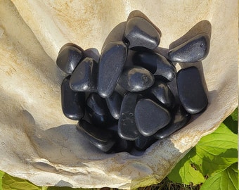 Shungite Tumbles- Polished Shungite Worry Stone Tumbles