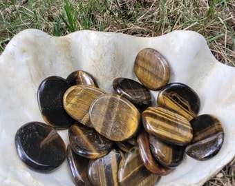 Tiger's Eye - (1) Tiger's Eye Flat Palm Stone