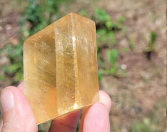 196g Optical Honey Calcite - Polished Honey Optical Calcite