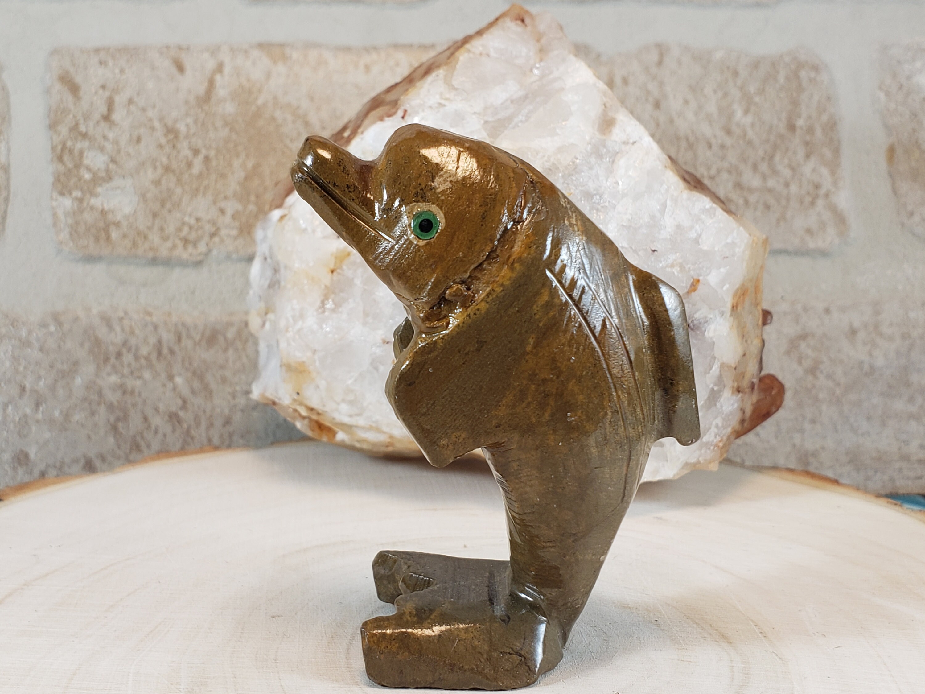 3 Dolphin Carving Soapstone Dolphin Figurine Etsy