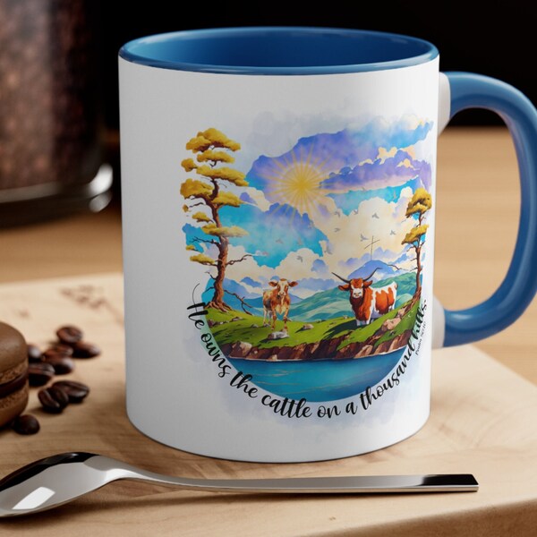 He Owns the Cattle on a Thousand Hills | Psalm 50 | Christian  Mug | Faith Based Clip Art Design |