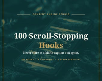 Social Media Templates Small Business | 100 Social Media Hooks | Content Ideas for Local Business, Caption Starters, Instagram Post Ideas