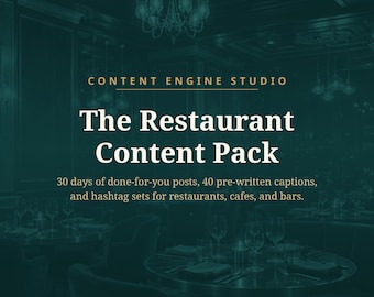 Restaurant Content Calendar and Captions, Cafe Social Media Content Pack, 30 Day Restaurant Marketing Planner, Done For You Posts