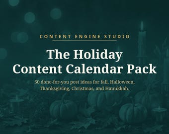 Holiday Content Calendar, Christmas Social Media Planner, Halloween Thanksgiving Hanukkah Post Ideas, Small Business Marketing Kit