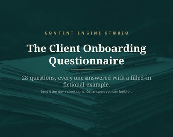 Social Media Templates | Client Onboarding Questionnaire, SMM Client Intake Form, Filled-In Example Answers, Freelancer Template