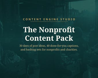Nonprofit Content Calendar, Charity Social Media Captions Pack, Fundraising Post Ideas, Nonprofit Marketing Kit, Done For You Content