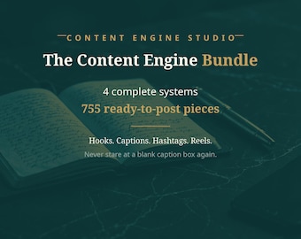 Social Media Templates, Small Business Content Bundle | 755 Done-For-You Hooks, Captions, Hashtags + Reel Hooks (Digital Download)
