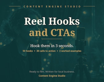 Social Media Templates, 50 Instagram Reel Hooks + 30 Call to Action Lines for Small Business (Digital Download)