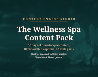 Spa Content Calendar and Captions, Wellness Salon Social Media Pack, 30 Day Content Planner with Pre-Written Captions and Hashtags