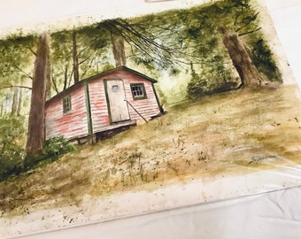 An Old Cabin- an Original Watercolor & Limited Edition Giclee Art Print by Scott Dupras