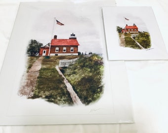 Eagle Harbor Lighthouse Watercolor print by Scott Dupras - Lake Superior