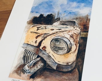 Antique Car - an Original Framed Watercolor by Scott Dupras - Limited Edition Fine Art Giclee Prints available