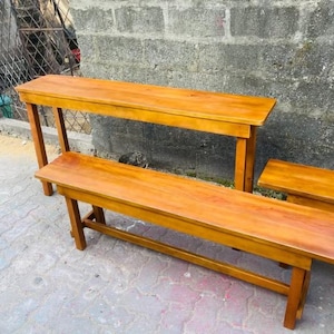 Handmade Solid Wood Bench, Rustic Wooden Entryway Bench Farmhouse Dining Bench Long Hallway Seat Natural Wood Furniture