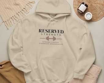 Reserved Strength barbell coffee graphic Hoodie | Strength Training Gym Sweatshirt