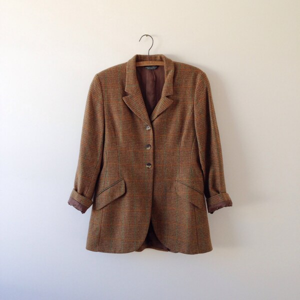 Vintage 1980s Tweed Blazer/ Laura Ashley Riding Jacket / Equestrian Style