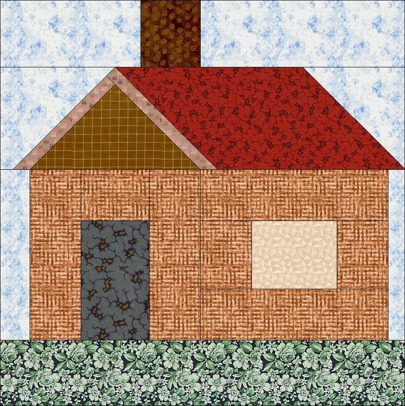House Paper Piecing Block Pattern: 4, 5, 6, 12 Inch (digital Download ...