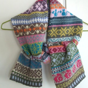 Fair isle scarf knitting pattern sjaal breipatroon PDF direct download