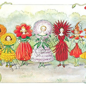 Elsa Beskow 1920 Print - Plate 14 Little Lasse in the garden Poster Kids Wall Art Fairy Art Print digital download poster