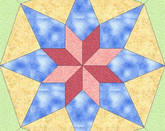 English Paper Piecing Star Block Pattern EPP Multiple Sizes (PDF Download)