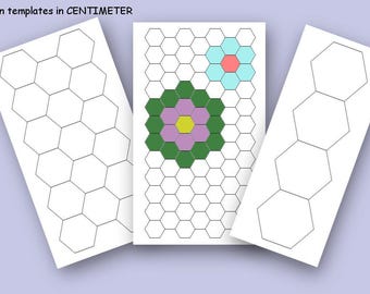 Hexagon templates CENTIMETER multiple sizes for Engels Paper Piecing Digital PDF file