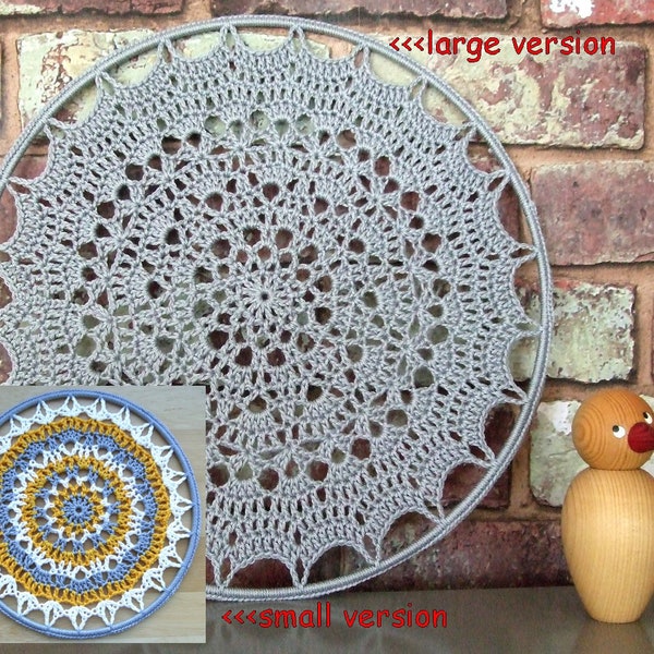 Crochet Pattern Grey Mandala in ring 12 inch/30 cm Doily Instant Download