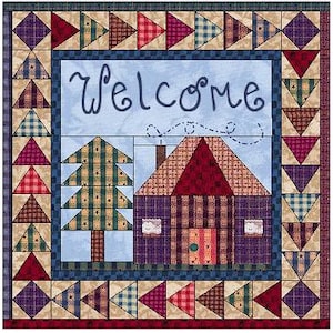 Patchwork Welcome Mini Quilt Foundation Piecing Pattern Instant Dowload