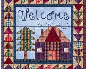 Patchwork Welcome Mini Quilt Foundation Piecing Pattern Instant Dowload