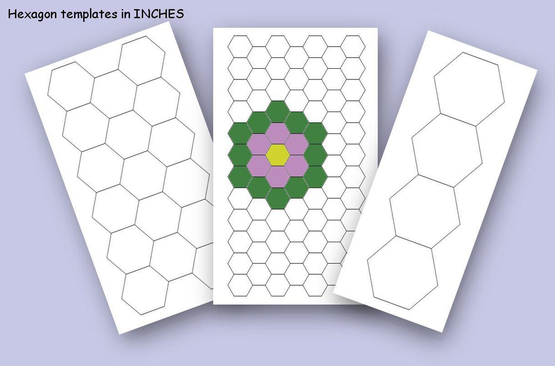 Hexagon Templates INCHES Multiple Sizes for Engels Paper Piecing ...