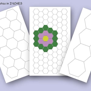 Hexagon templates INCHES multiple sizes for Engels Paper Piecing Digital PDF file