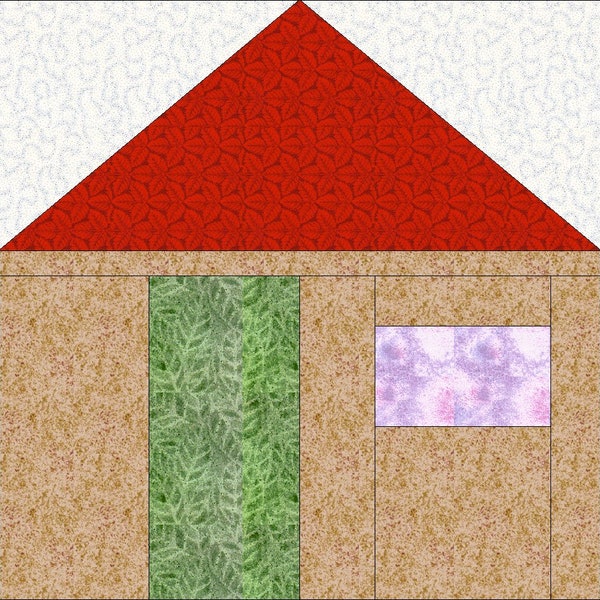 Foundation Piecing Block Paper Piecing Block House # 2 Instant Download