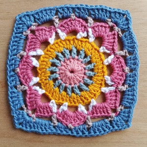 Crochet Pattern Flower Granny Square and Coaster Pattern PDF tutorial Digital download