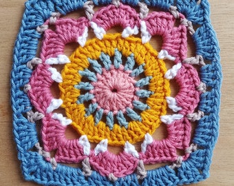 Crochet Pattern Flower Granny Square and Coaster Pattern PDF tutorial Digital download