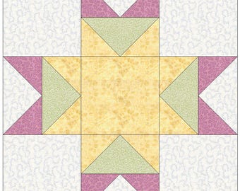 English Paper Piecing Double Pointed Star Block Pattern EPP Templates Multiple Sizes