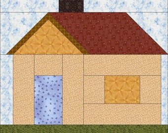 House Paper Piecing Block Pattern: 4, 5, 6, 12 inch (Digital Download)
