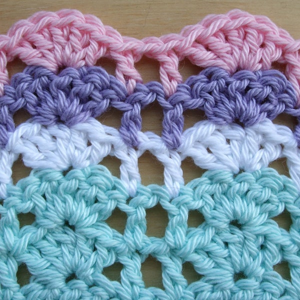 Crochet Stitch Lacy Shell Stitch Reversible to use for Blanket, Scarf, Shawl, Instant Download