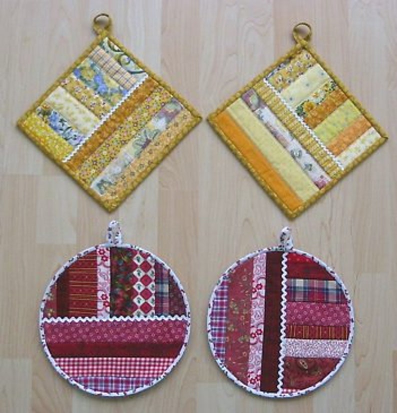 Potholders Dish Cloth Quiltasyougo PDF Pattern Instant Etsy