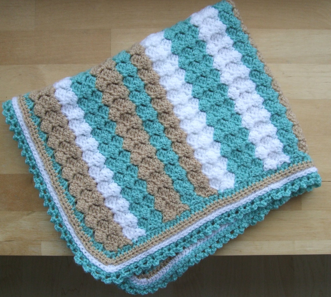 Crochet Pattern Baby Blanket in 3 colors Textured Etsy