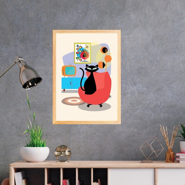 Atomic Cat Poster Wall Art Print digital download instant download