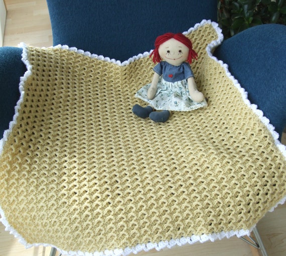 Crochet Pattern Baby Blanket Throw Afghan in Yellow Textured One