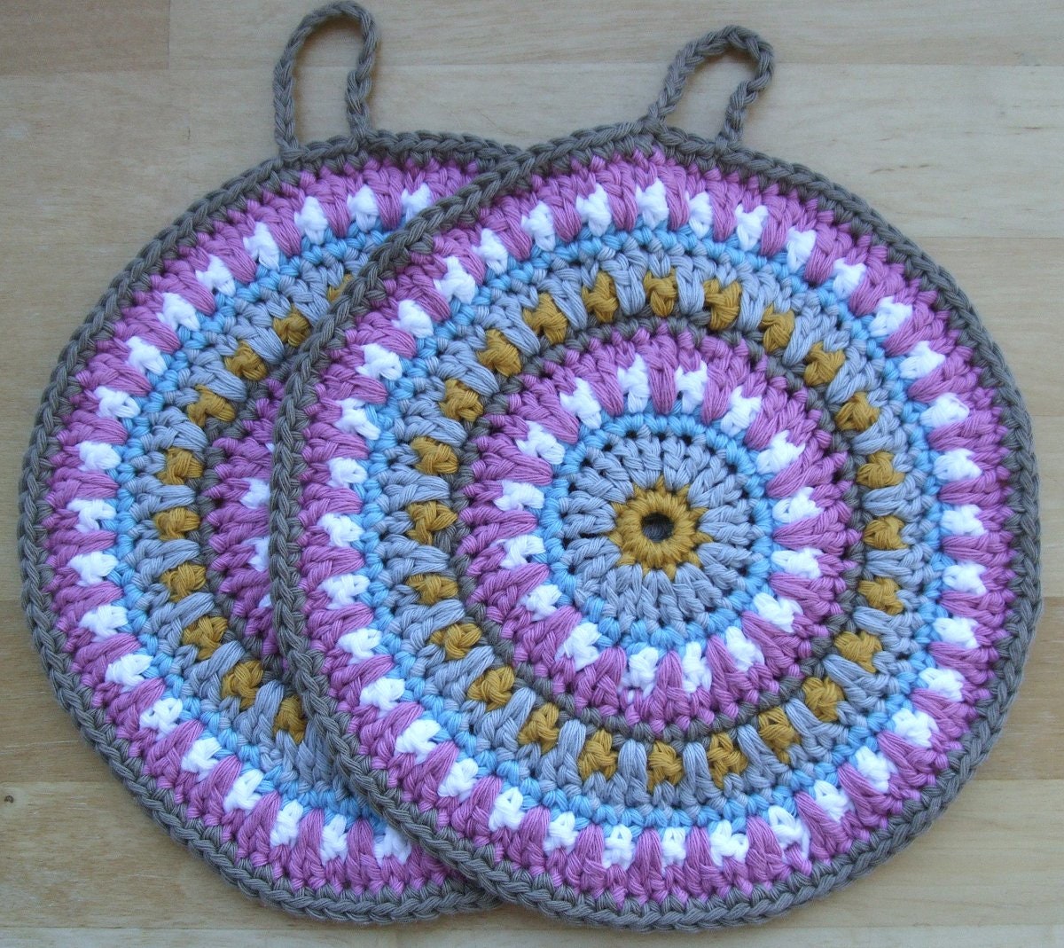 Crochet Pattern Mandala Potholder Hot Pad Dish Cloth 7.5 Inch/19 Cm in Diameter Instant Download