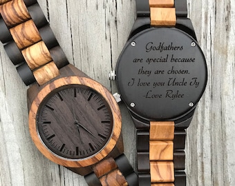 Godfather Gift for Godfather Proposal Gift, Baptism Gift, Personalized Gifts for Him, Custom Engraved watch, Unique gift for Men Gift