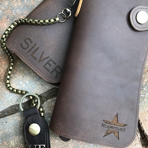Cartera de motociclista para hombre cartera personalizada cartera de hombre carteras de cadena de cuero para hombres cartera de viaje personalizada cartera larga para hombre, regalos de motociclista